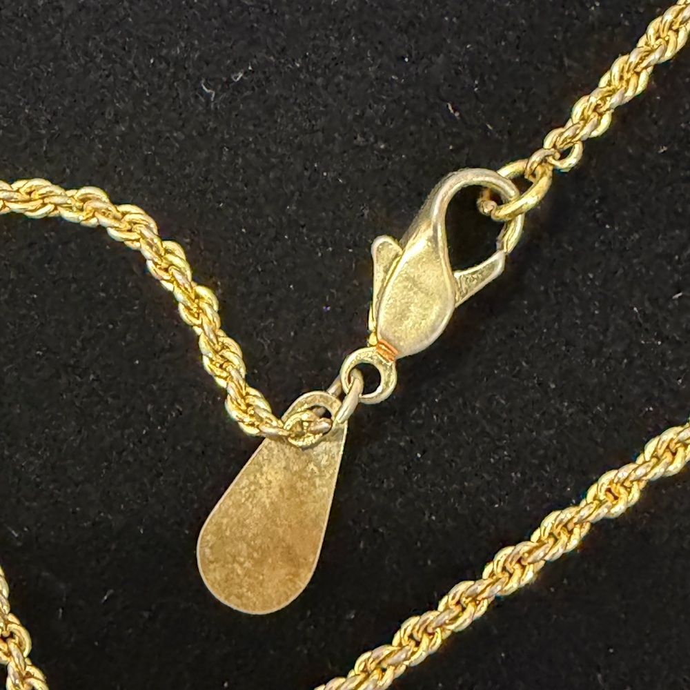 #105 1960s-1970s Valentino Garavani Gold Necklace with Green Stone - Picture 5 of 8